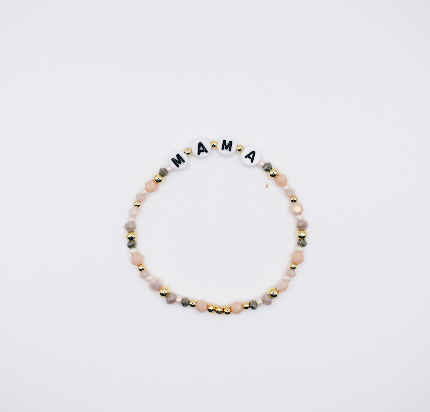 Multi-color 'Mama' bracelet- pink/green/gold