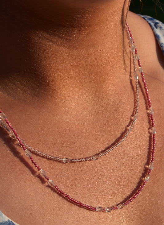 Mauve double strand necklace