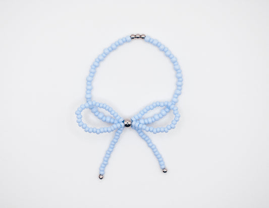 Baby blue & silver bow bracelet